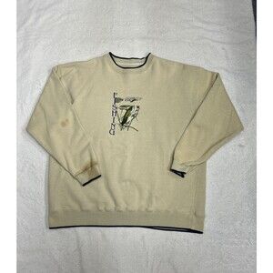 Vintage Bass Fishing Embroidered Biege Pullover Sweatshirt Men’s Size XL